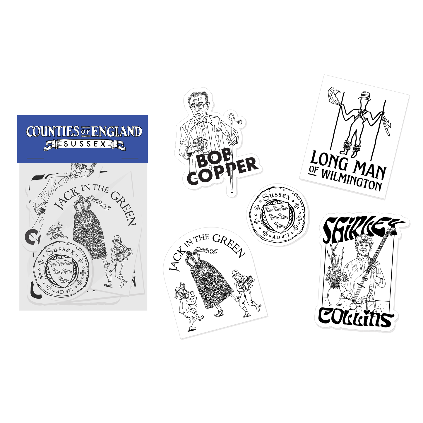Counties of England SUSSEX Sticker Pack